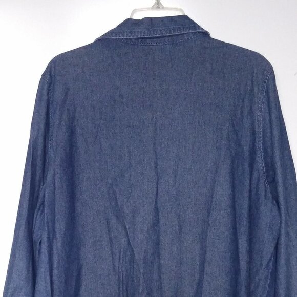 Womens Denim Shirt Embroidered Pocket Full zip - Picture 8 of 10